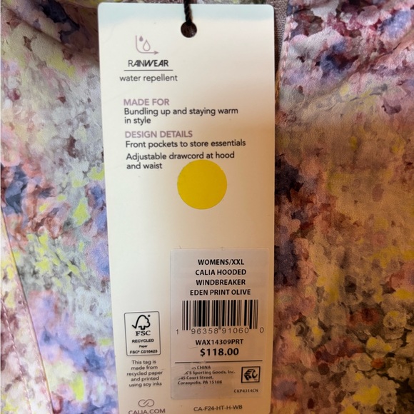 Calia Floral Outerwear Windbreaker XXL Womens Jacket - Picture 7 of 9